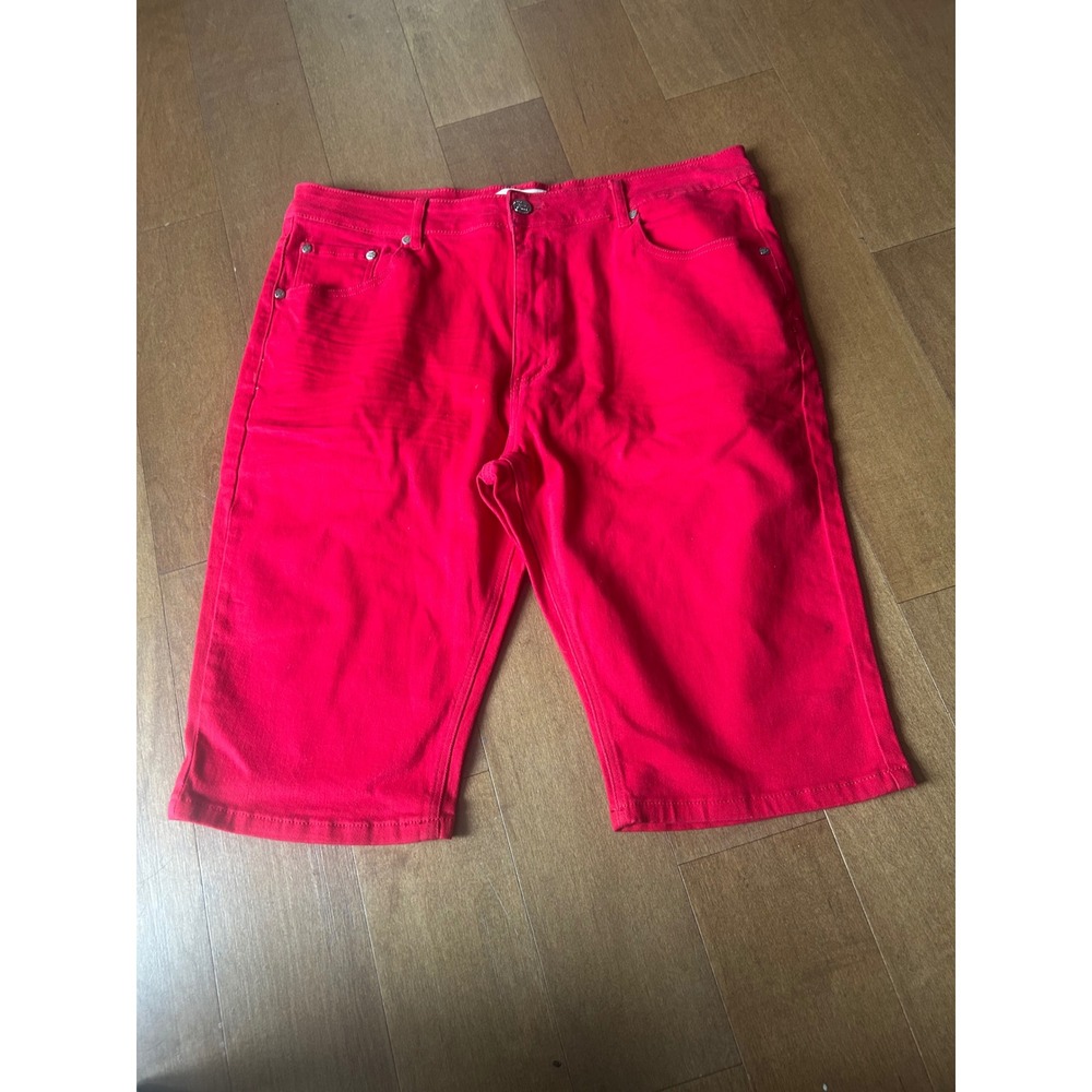 Blind Trust Mens Red Denim Shorts Size 40 Stretch Five Pocket Streetwear